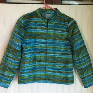 Analogy Blue Green Textured Jacket Size Petite M